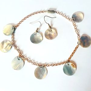 Shell Gold Ankle Charm Bracelet And Earrings